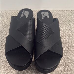 Sorel Women's Black Crisscross Mules